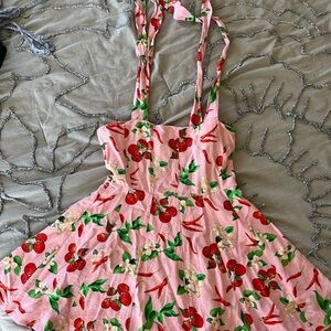 Zara Pink Mini Dress with Fruits and Florals
